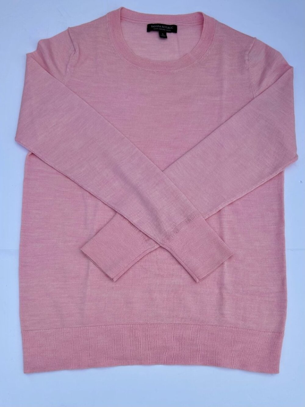 Banana Republic Pink Merino Wool Crewneck Sweater Small Long Sleeve Lightweight